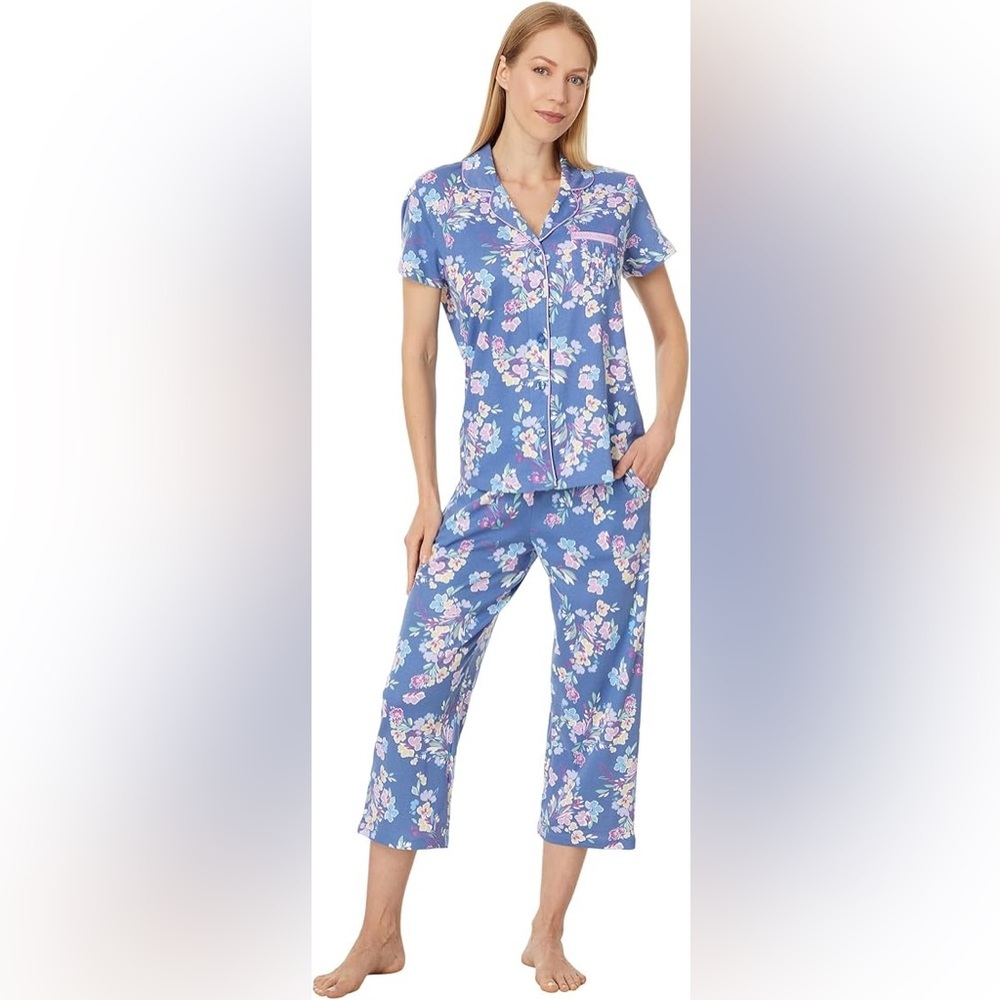 Karen Neuburger Women's Short Sleeve Girlfriend Capri PJ Set - Picture 3 of 3